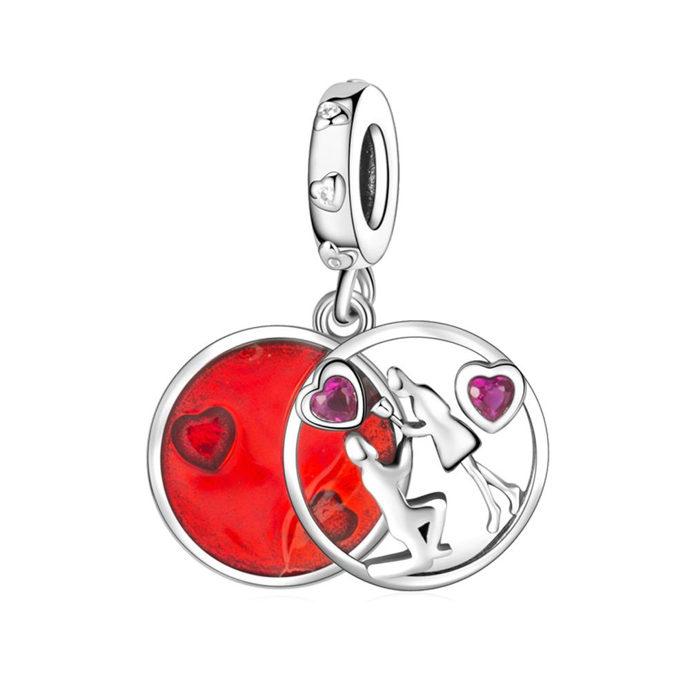 Red Series 925  Silver Camera Apple Heart-Shaped Koi Firecracker God Wealth Charm Fit DIY Bracelet Necklace Party Gifts