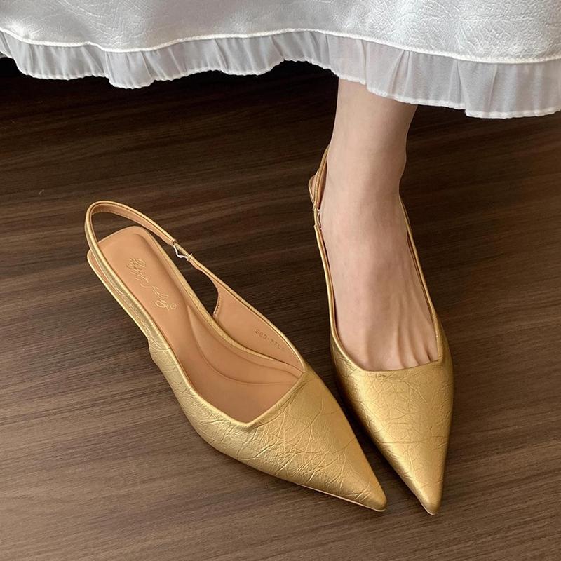 Fashion SUOJIALUN Summer New Brand Women Sandal Fashion Pointed Toe Sahllow Slip On Ladies Elegant Slingback Shoes Thin High Pumps