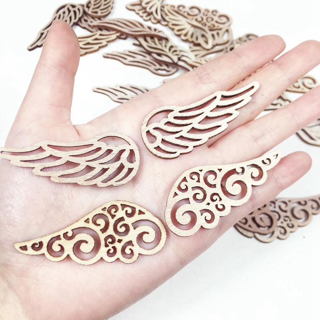 Vintage ozdoby Přírodní DIY Craft Graffiti Ornament Angel Wings Dřevěný přívěsek s hranolky