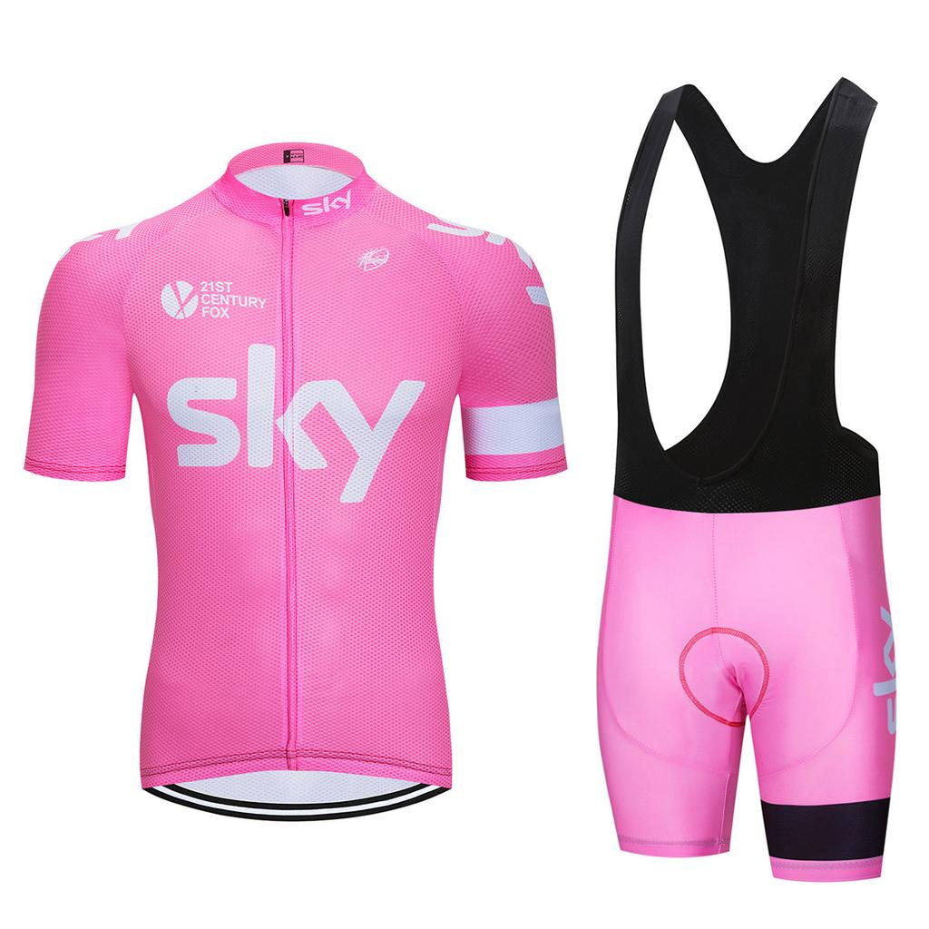Bicycle Clothing Sky Team Mountain Bike Bicycle Team Edition Cycling Suit Set Strap Short Sleeve Set 2026 Summer Breathable Cycling Suit Set