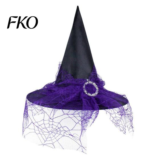 Halloween Witch Hat Wizard Hat, Adult Kids Cosplay Cone with Spider Leather Web Star Decor, Gothic Party Costume Prop, Trick or Treat Accessory
