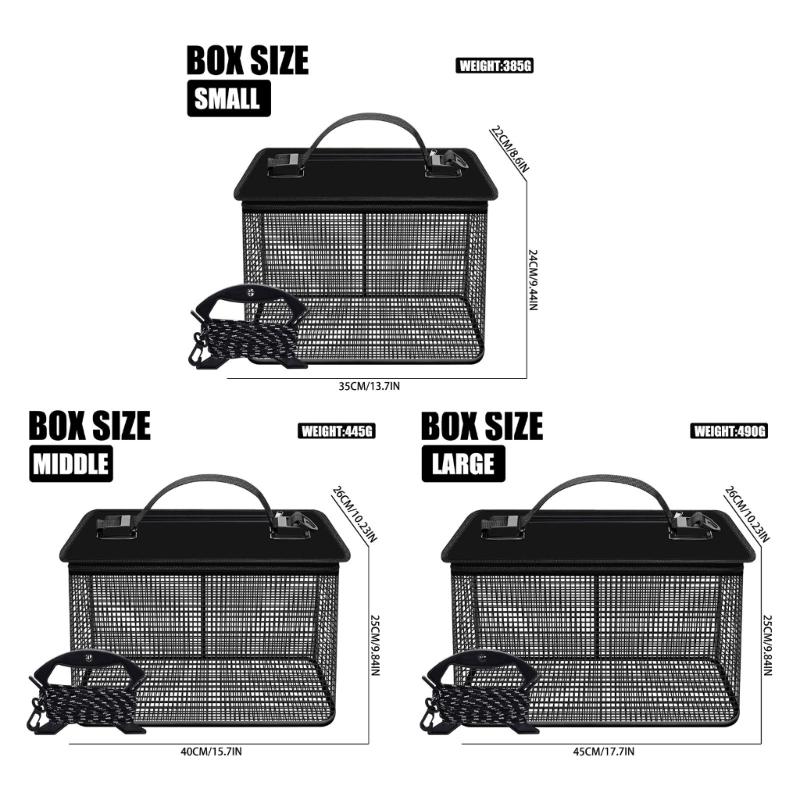 Portable Meshes Fishing Net Storage Cage Floating Fishing Basket Live Fish Protectors Fishing Holder Bucket Easy to Use