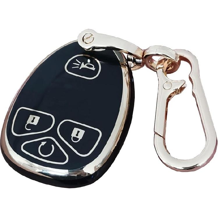for Chevrolet Key Fob Cover Keyless Remote Smart Key Fob Shell with Keychain Fit for Chevy Suburban Tahoe Traverse Buick Enclave Cadillac Escalade Black 4-button