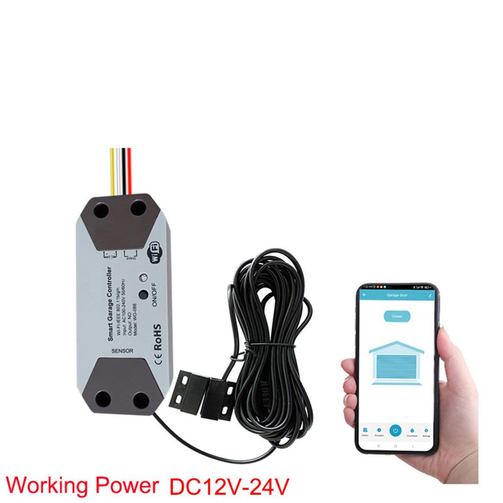 Wireless Smart Garage Door Opener Controller with Magnetic Sensor for For TUYA 12V 24V Compatible with Voice Commands