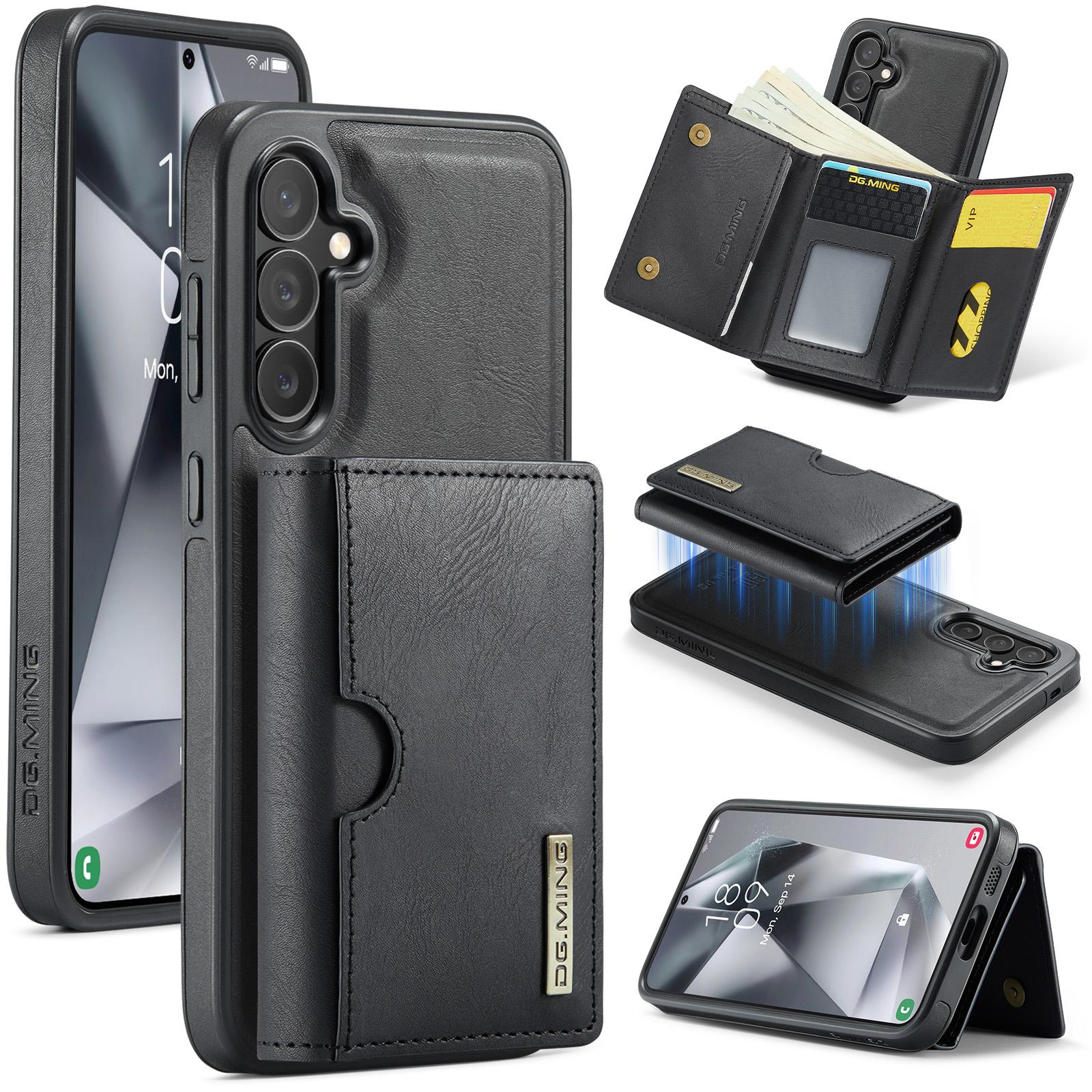 

DG.MING M6 Series For Samsung Galaxy S25+ Case Magnetic Wallet PU+PC+TPU Phone Cover Black