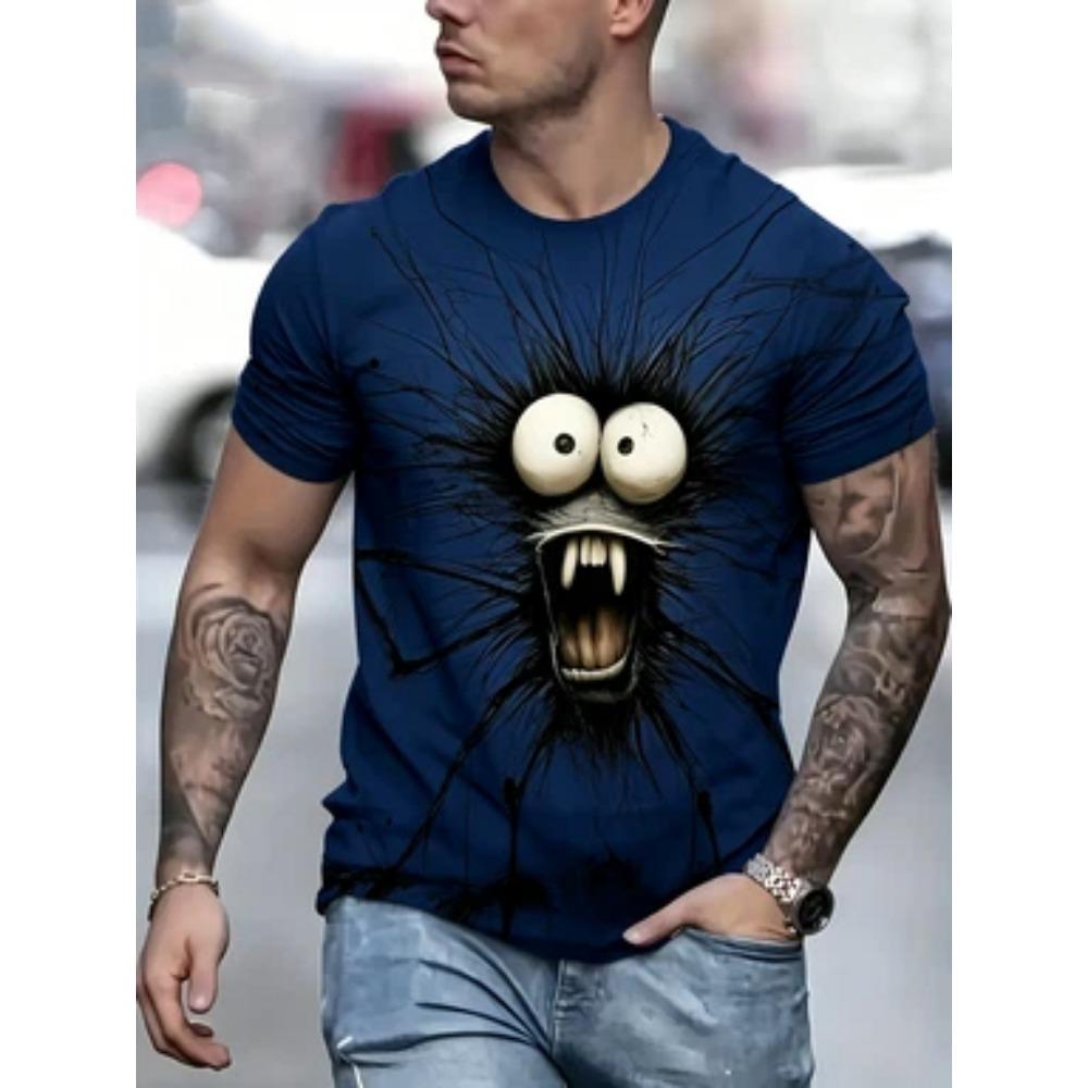 Men's Funny Monster Graphic T-Shirt Casual Short Sleeve Crewneck Tee