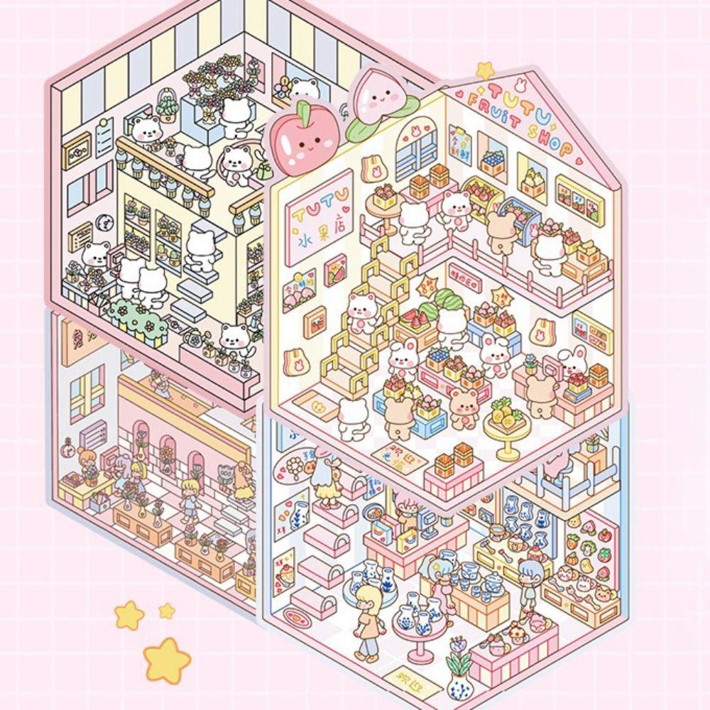 Decompression 3D Landscape Sticker 20-in-1 Miniature Scene Collage  Children