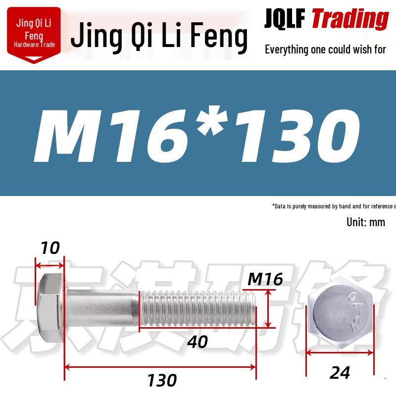 201 Stainless Steel Hex Head Bolt, Half Thread, M6-M30 Threaded Rod