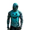 Men's Casual Long Sleeve Hooded Raglan Sun Top with Colorblock and Halloween Print