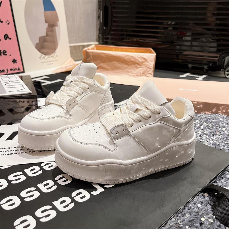 

Leather platform rose red board shoes women s shoes 2025 new popular sports shoes bread shoes muffin shoes white shoes 40 белый