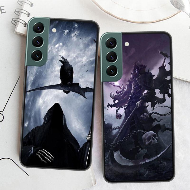 Death Grim Reaper Skull Phone Case For Samsung S25 Edge S24 FE Galaxy S22 Ultra S21 Plus S20 S23 S10 Plus Cover Silicone Soft Co