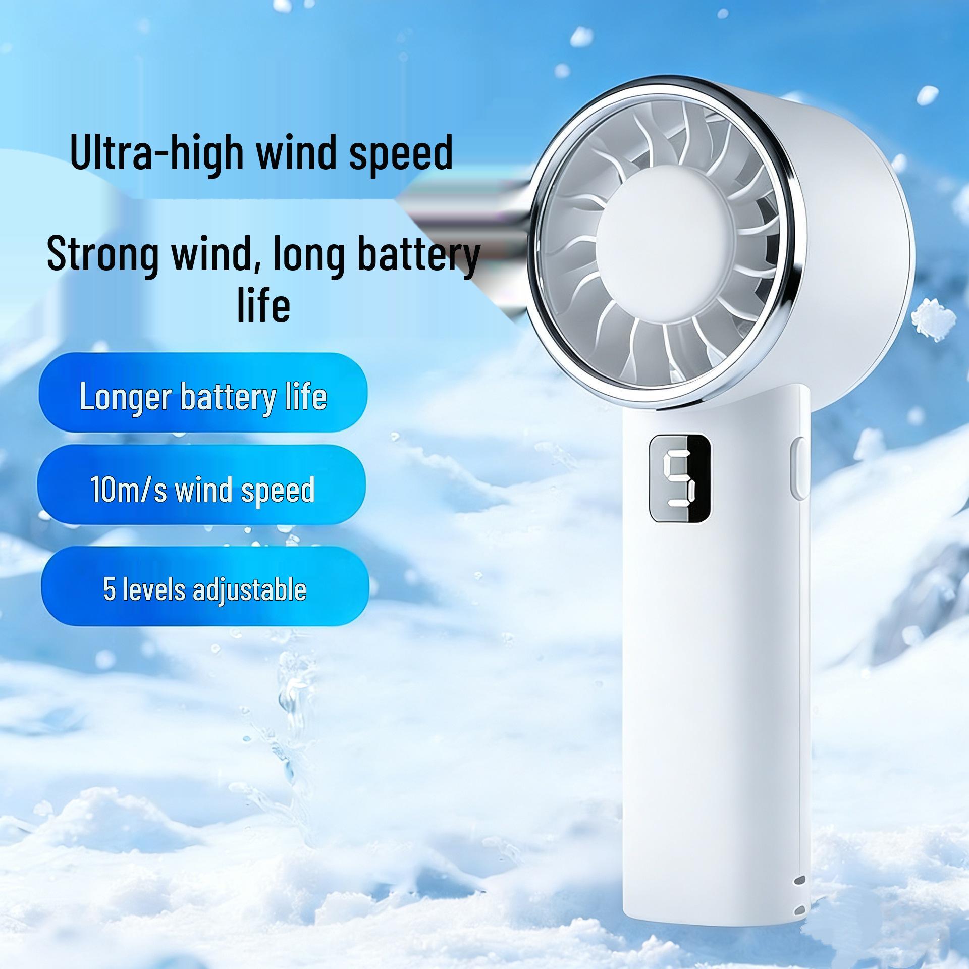 

2026 High-Speed Rechargeable Neck-Hanging Mini Fan - Portable with Large Wind Power for Outdoor Use Electroplated 1200mAh білий