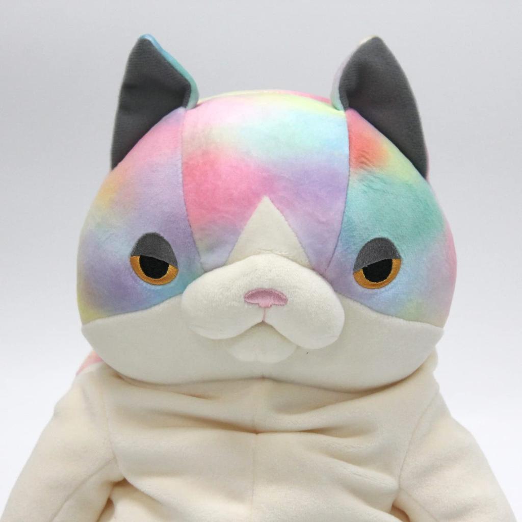 Shinada Global Mochi Series Mochi Neko Rainbow 22 x 22 x 30cm Plush Cat Animal (L) MONE-0350R