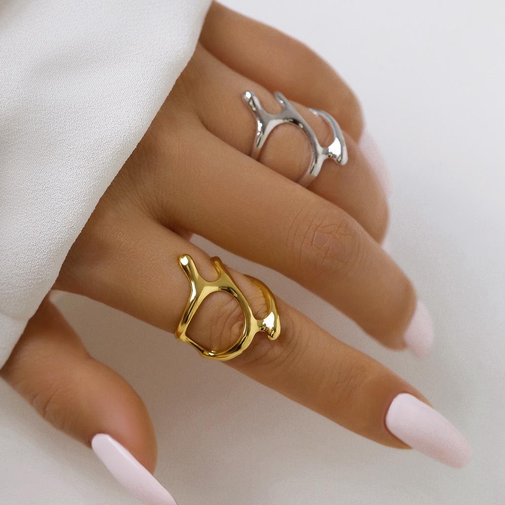 Hip-Hop Simple Hug Metal Texture Ring, Personalized Future Wind Geometric Opening Ring