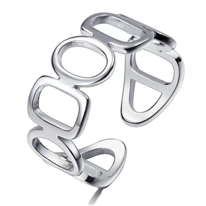 Korean-Japanese Silver Geometric Knuckle Ring for Women