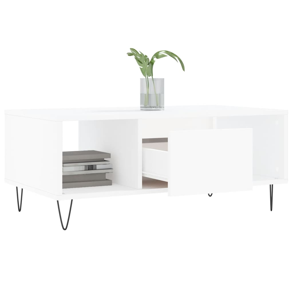 Vidaxl Stolik Kawowy, Biały 90X50X36,5 Cm, Materiał Drewnopochodny
