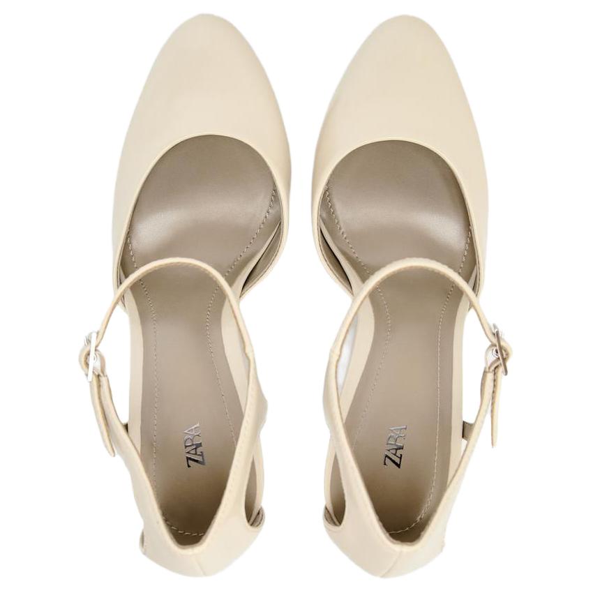 Zara Fashion Elegant Cone Heel High Heels 9Cm Women High Heels Beige 11203510002