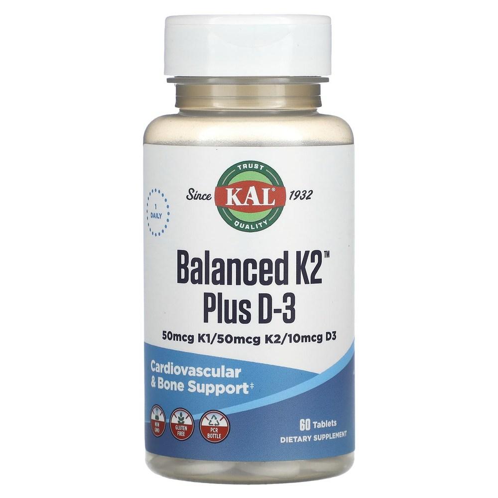 Calcium Vitamin K Balanced K2 Plus D3 60 Tablets 2 pcs