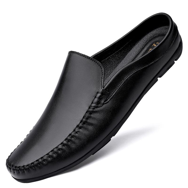 Men's Genuine Leather Breathable Closed-Toe Slip-On Driving Loafers, Size 46