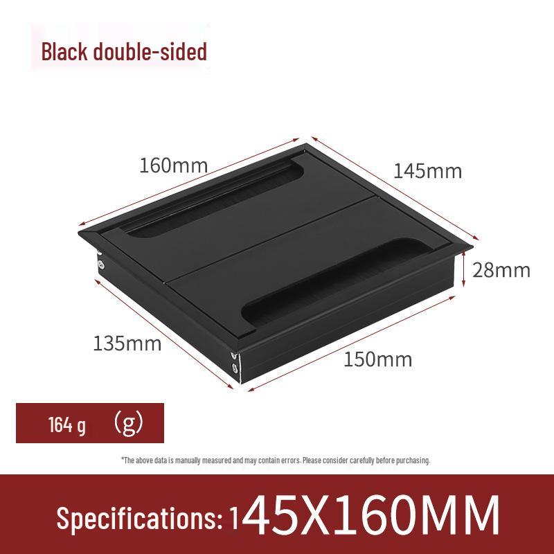 Caja de Gestión de Cables de Aleación de Aluminio Negra - Tapa de Paso de Cables para Escritorio
