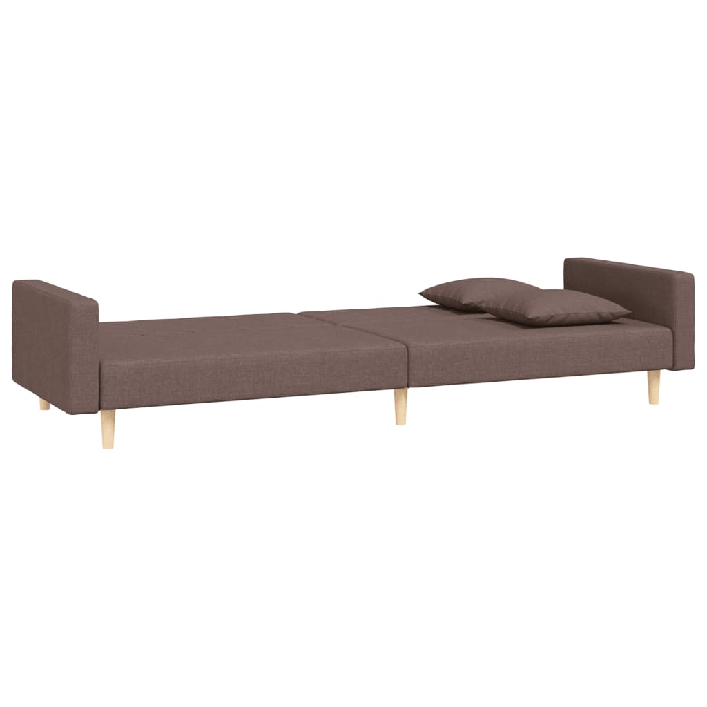 Vidaxl 2-Seater Sofa, 2 Cushions, Taupe Color, Upholstered In Fabric