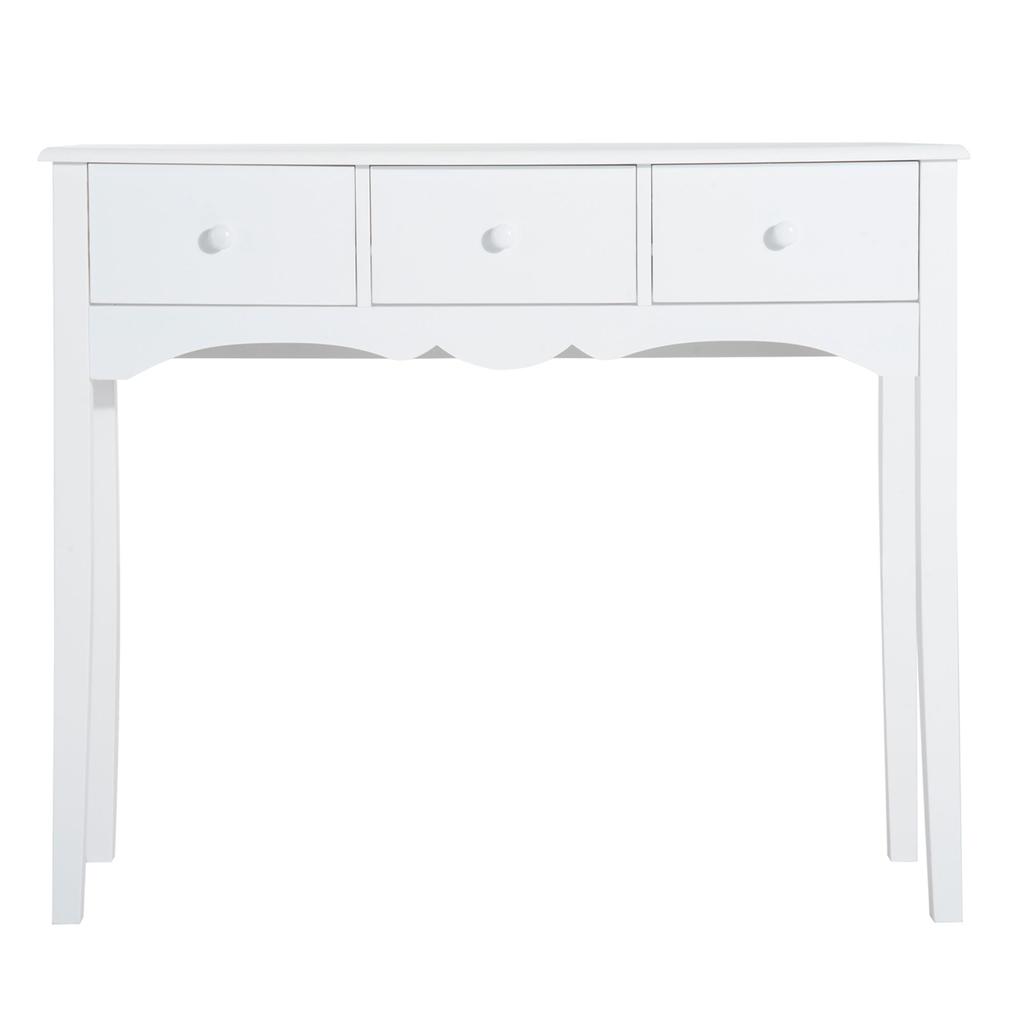 Wood Console Table Entrance Hallway Furniture With 3 Drawers For Living Room Corridor Load 45 Kg 100x32x85 Cm White