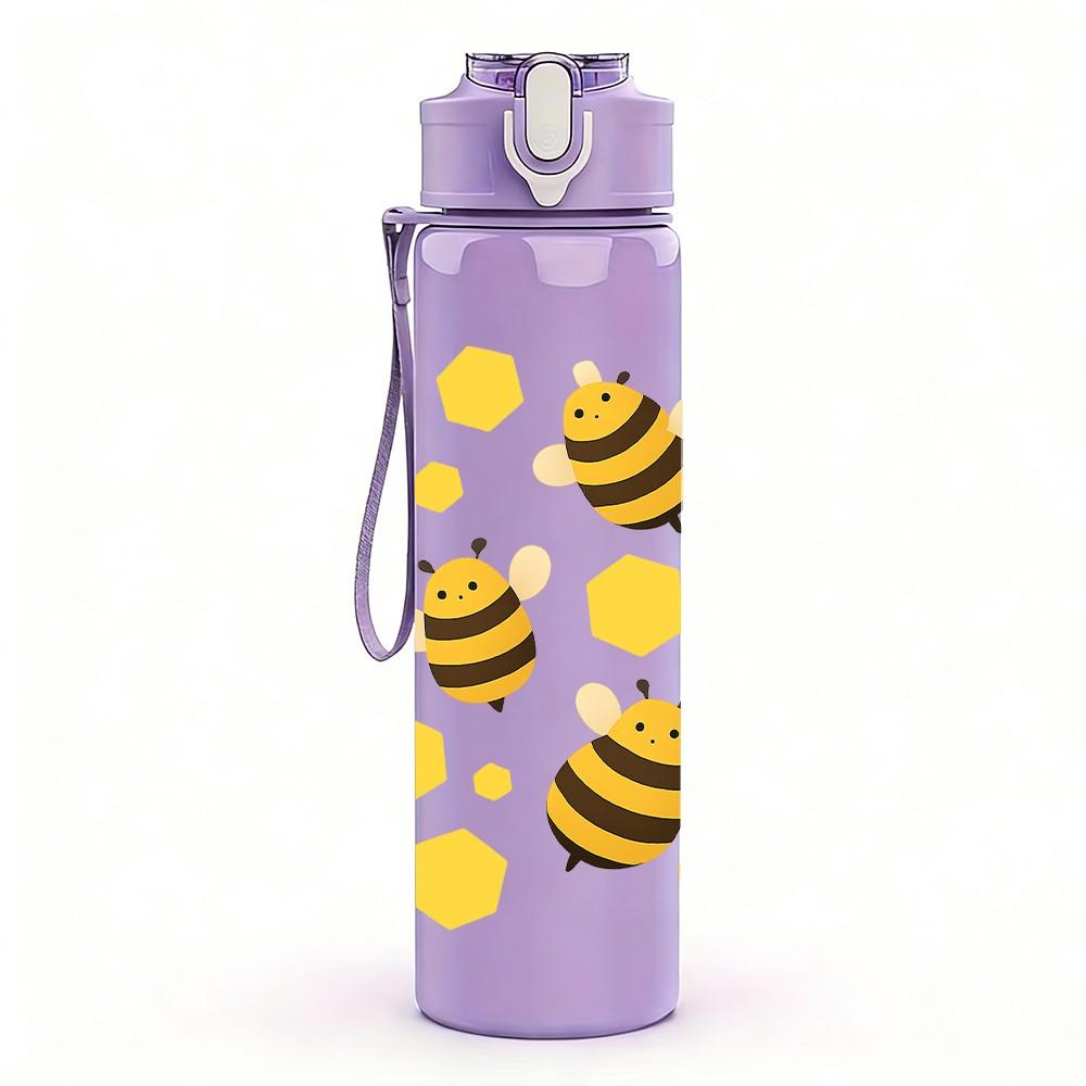 1 PZ Layout a Griglia di Api Gialle Ripetuto 750ml Bottiglia d'Acqua Sportiva in Plastica Colorata Tappo a Beccuccio Flip Anti-perdita Per Sport Ufficio Uso Domestico