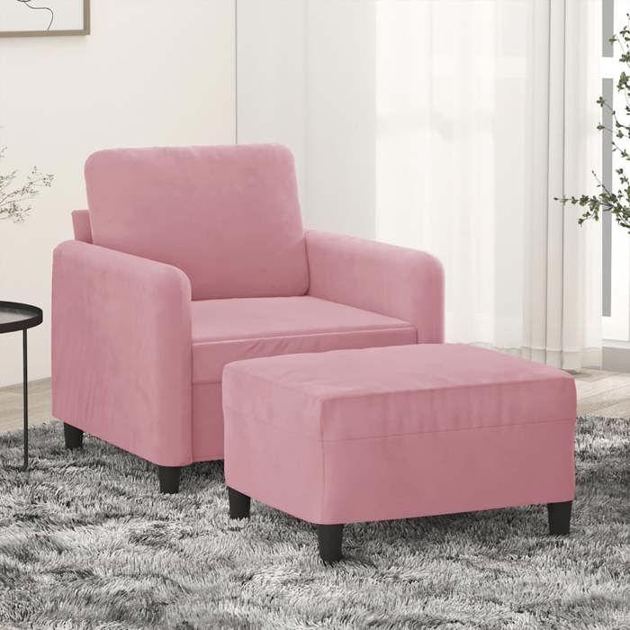 VidaXL Fauteuil avec repose-pied Rose 60 cm Velours, canapé, fauteuil, fauteuil TV, canapé simple, canapé, canapé relax, 3201167