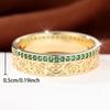 Elegant Gold Color Green Zircon Hollow Floral Band Ring for Women Daily Wear and Party