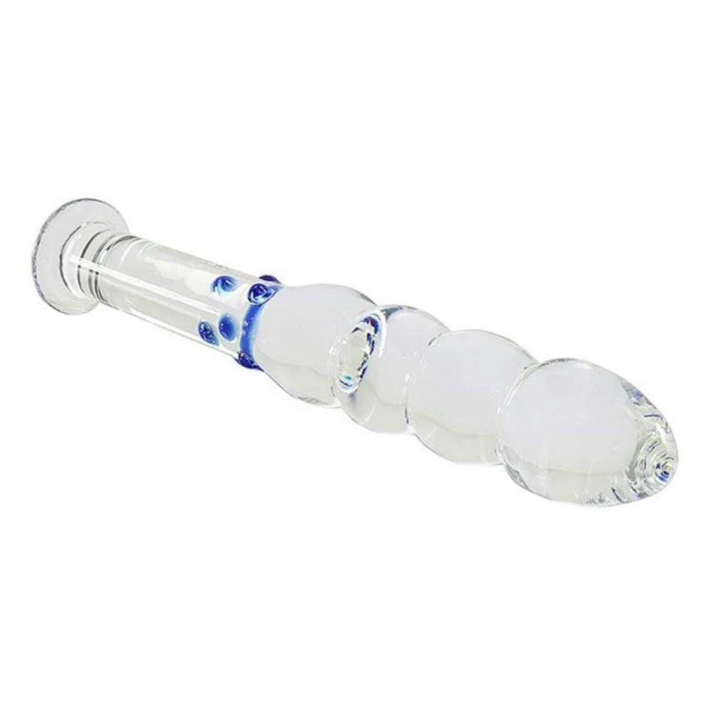Transparent Clear Blue Dots Crystal Glass Quantity Plug