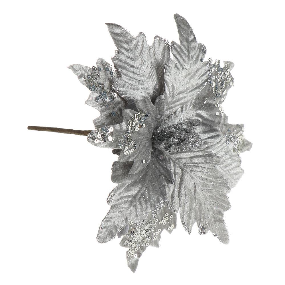 Beautiful Handmade Fake Flower DIY Christmas Tree Flowers Poinsettia Glitter Ornament Artificial Decor Party Supplies