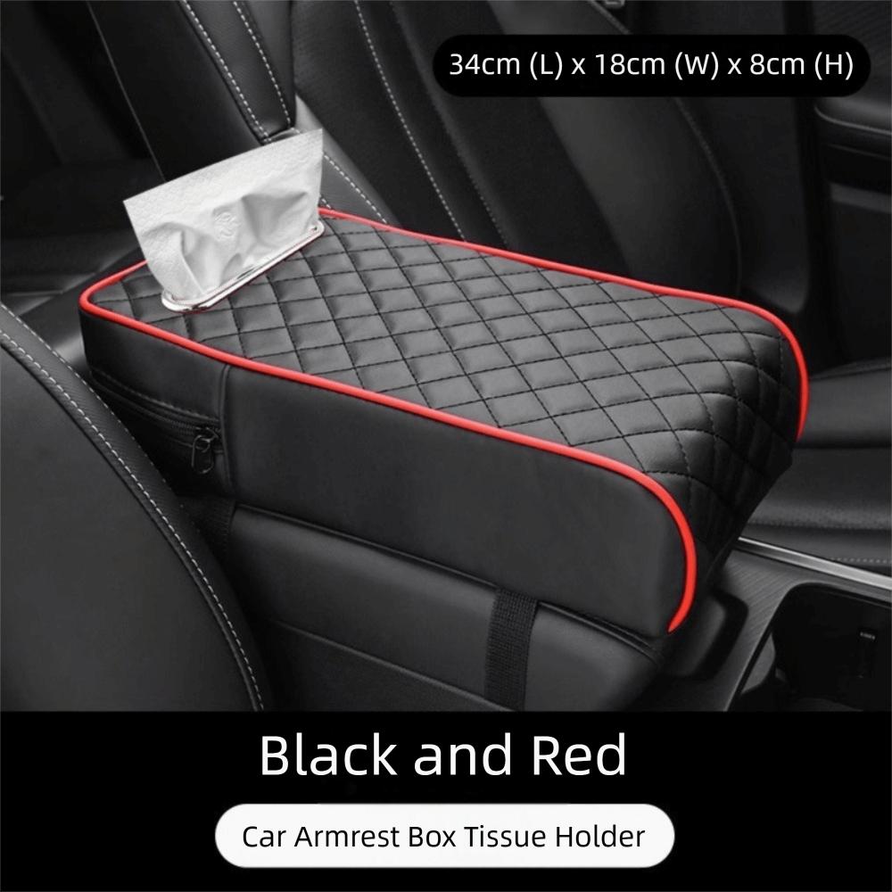 Universal Armrest Box Mat Solid Color Car Decor Car Armrest Box Cover PU Leather Armrest Box Protection Cover