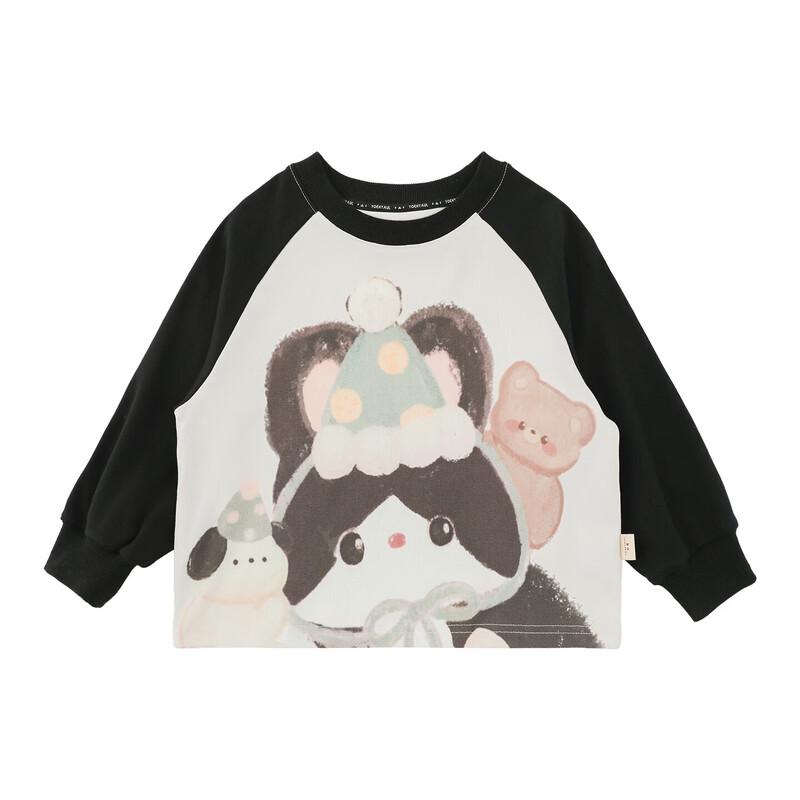 Youyou Girls  Cartoon Color-block Antibacterial Raglan T-shirt 110 cm