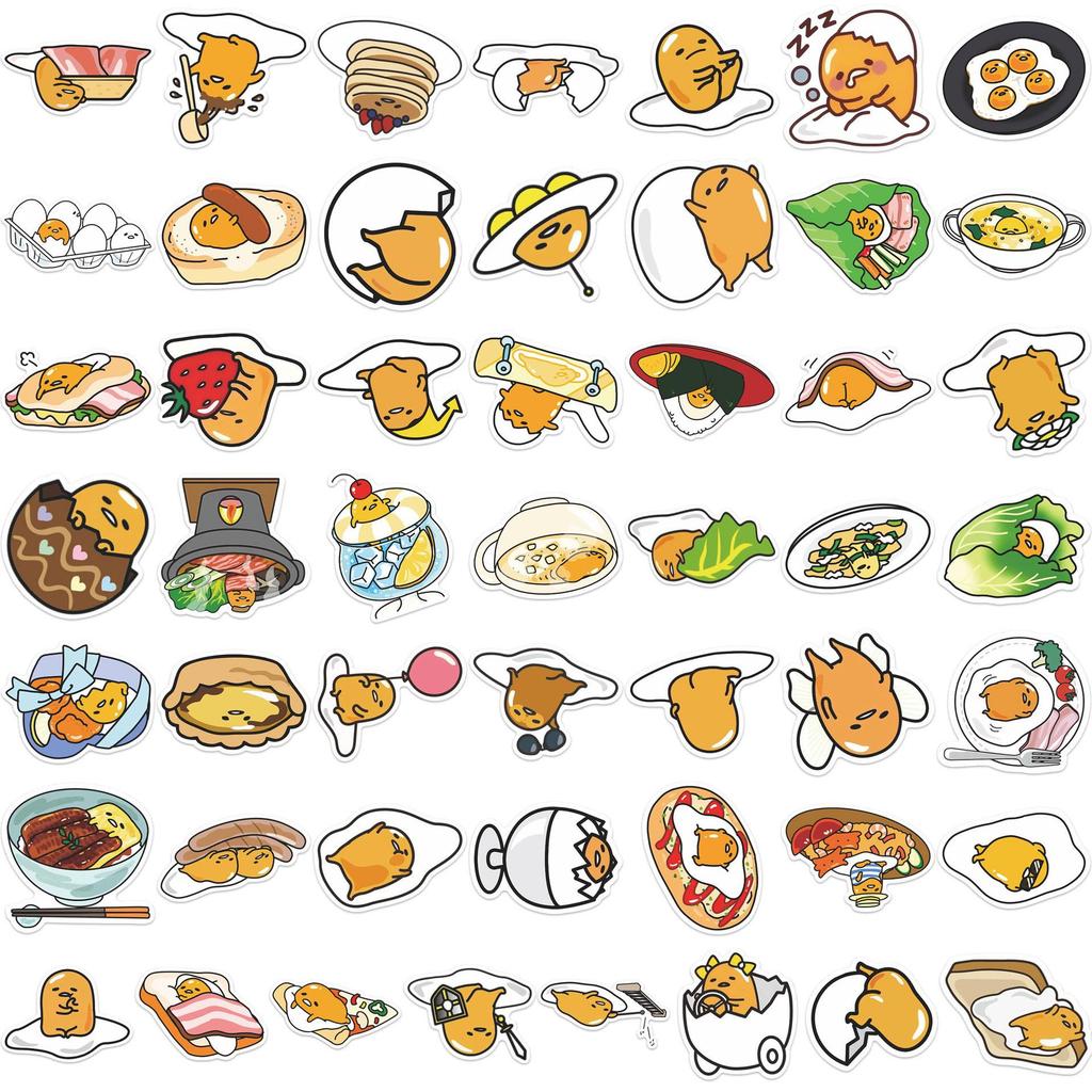 50 Lazy Egg Yolk Cute Stickers for Journals, Suitcases, Notebooks - Waterproof & DIY-Friendly
