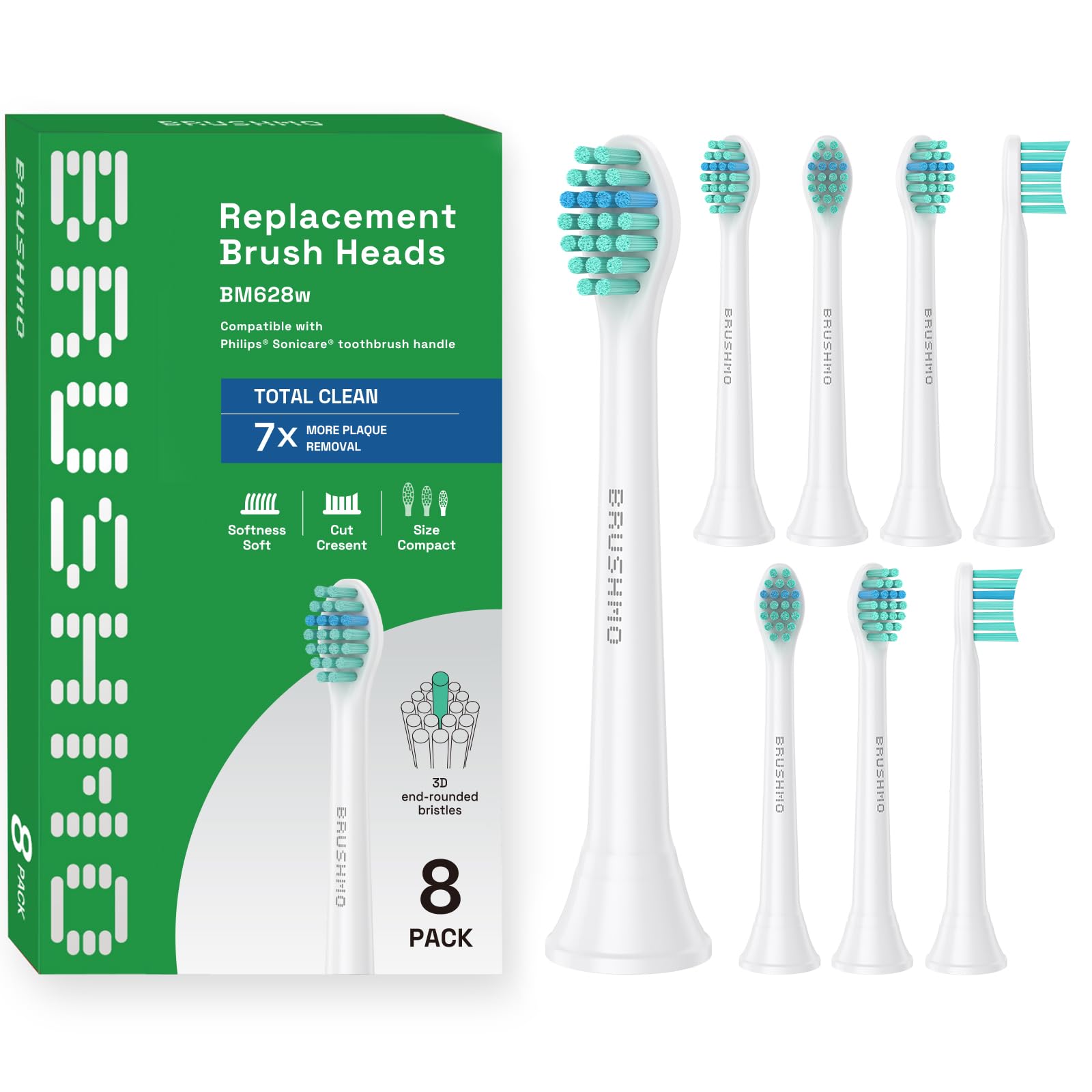 

Now available at dental clinics in Brushmo Compatible Brushes for Philips Sonicare Electric Basic Mini Pack of 8 Tokyo Toothbrushes, Size, білий