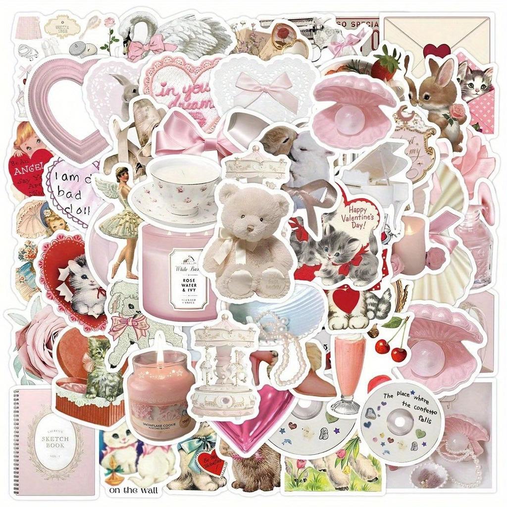52Pcs Stickers Decals, Aesthetic Graffiti Vinyl Stickers Decals For Laptop Water Bottle Bike Skateboard Luggage Computer Toy Snowboard Back To School