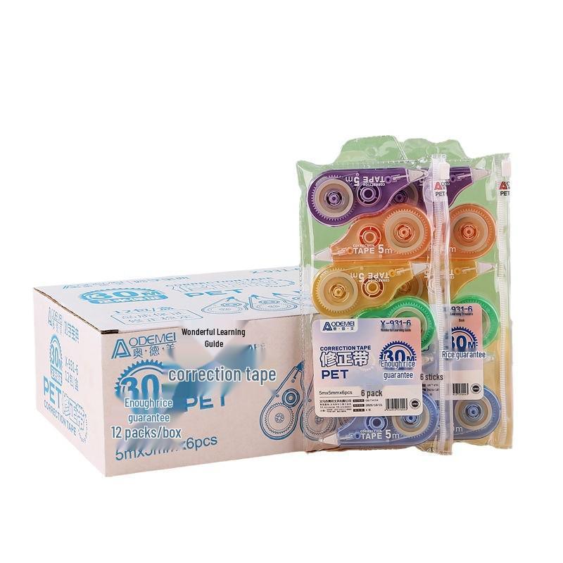 6-Pack Large Capacity 30m Correction Tape for Students