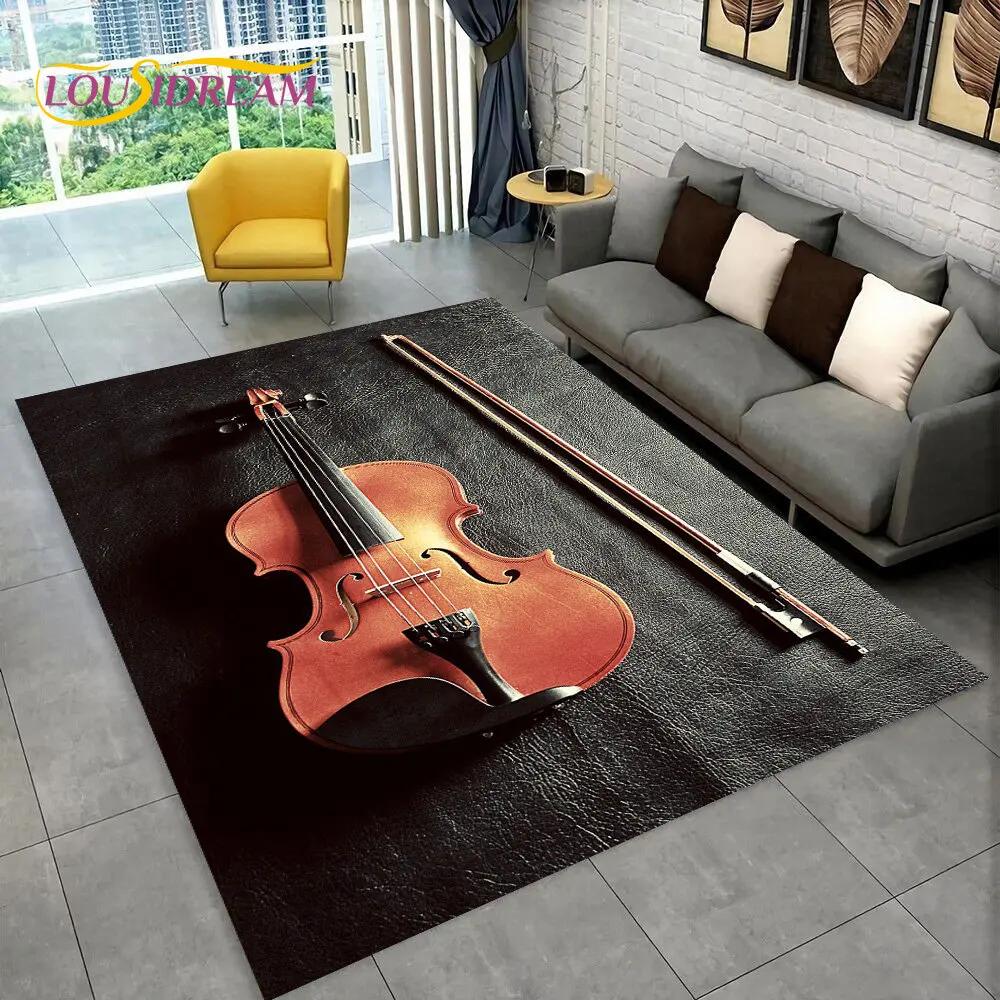 Classical Violin Instrument Music Area Rug,Carpet for Home Living Room Bedroom Sofa Doormat Kitchen Decor,kid Non-slip Floor Mat