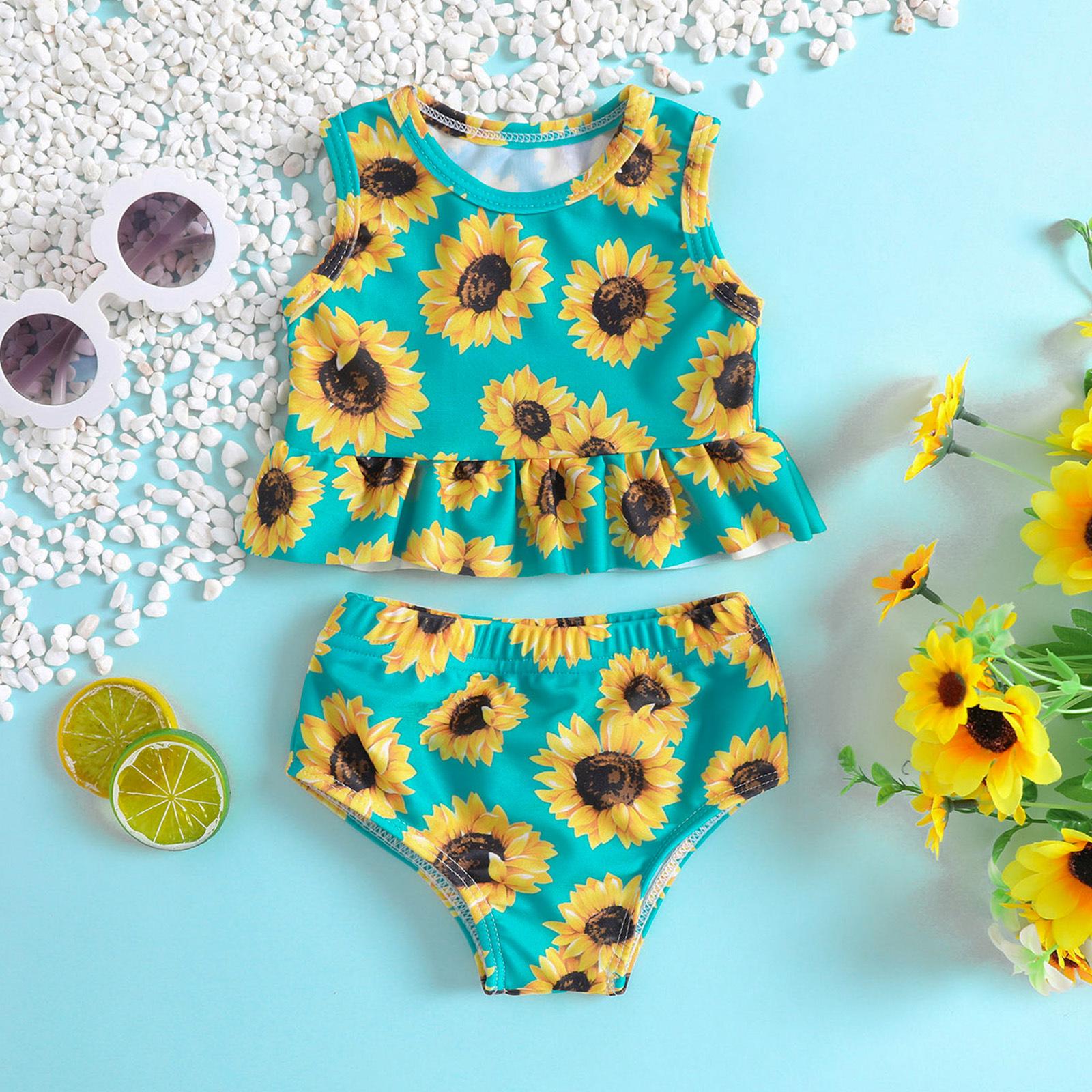 

Подсолнух Рюши Раздельный Купальник для Малышек 110 cm зелёный