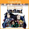 Juego de Funda Nórdica de Demon Slayer con Estampado Reactivo y Material Cepillado para Decoración Moderna de Dormitorio