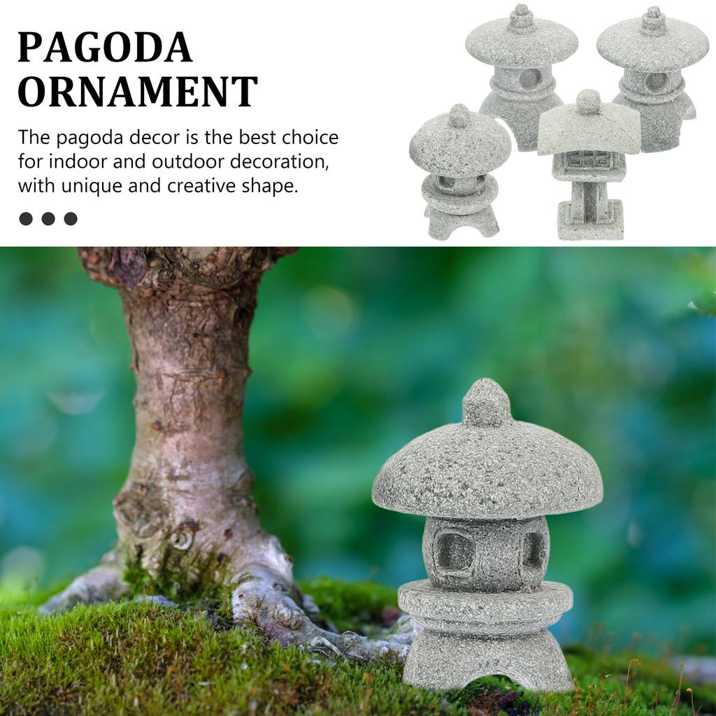 Sandstone Pagoda Mini Statue Stone Lantern Japanese Style Pagoda Lantern Yard Bonsai Decoration Asian Small Tank Decor