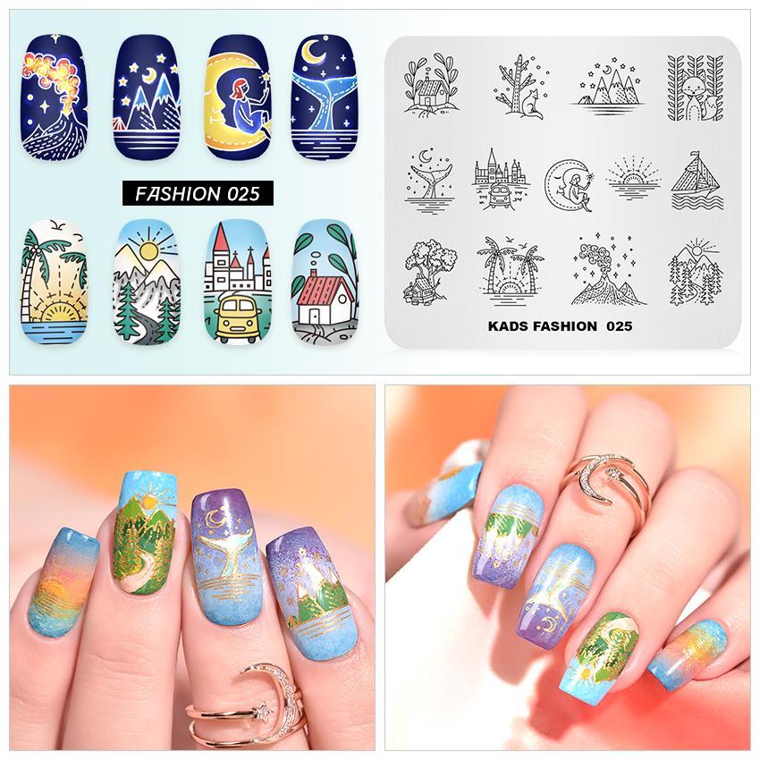 kads Nail Art Template Fashion Day&Night Dreamy Life Design Image Template Nail Stamp Templates Stamping Plates for Nail Art