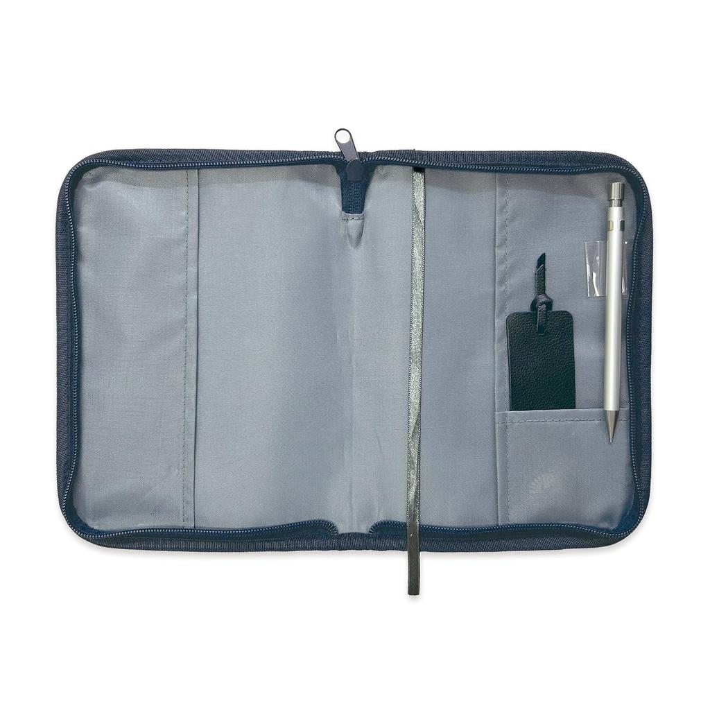 Cubics Round Zip Book Size M-Plan Cover, N, Navy, 114041-08-135