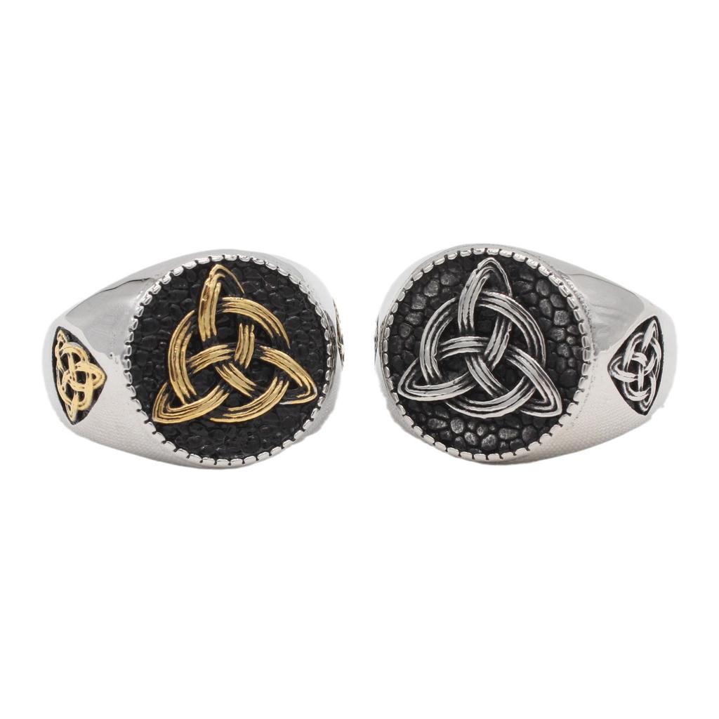 2026 Jewelry European and American Personalized Retro Viking Triangle Men's Jewelry Ring