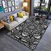 Area Rug, Mandala Star Black White Geometric Zentangle Print, Living Room Decor, Non-Slip Mat