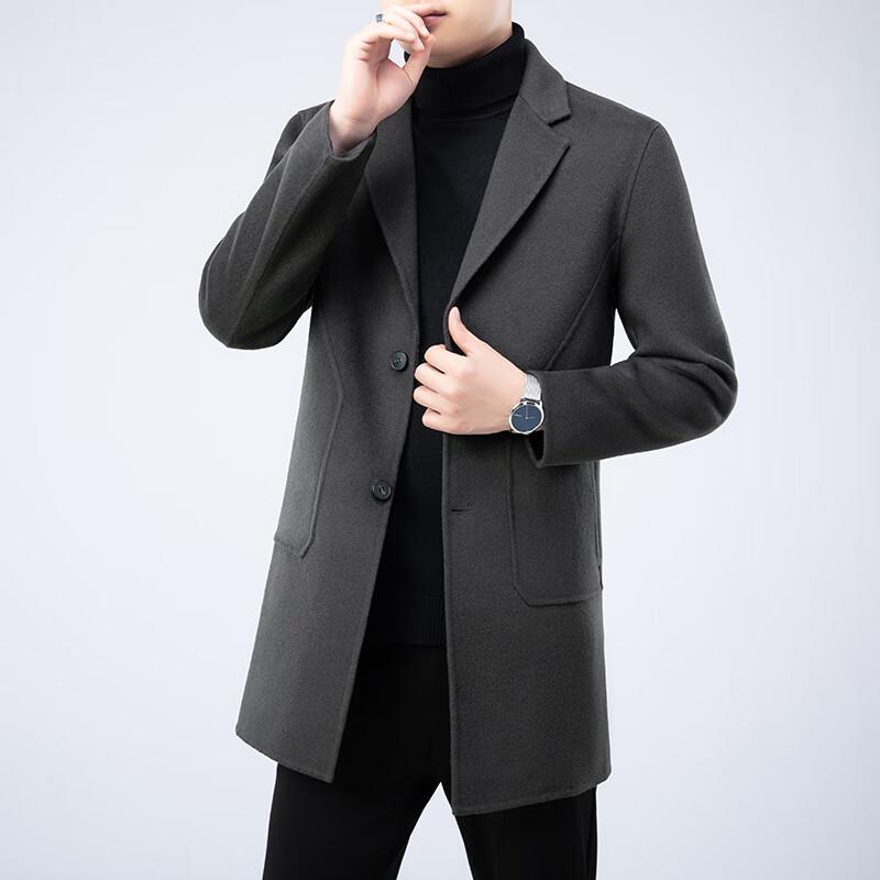 Firstview Men's Double-faced Wool Suit Collar Mid-Length Coat FV24D1122