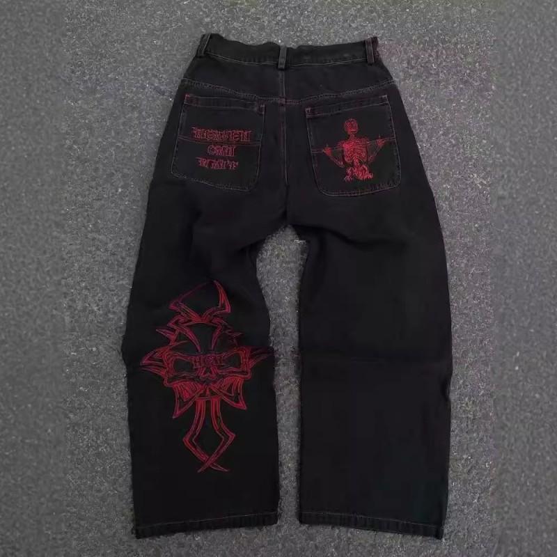 JNCO Streetwear Y2K Hip Hop Εκτύπωση Φαρδύ Πόδι Τζιν Δένετσο Ανδρικό Γυναικείο Φθινόπωρο Casual