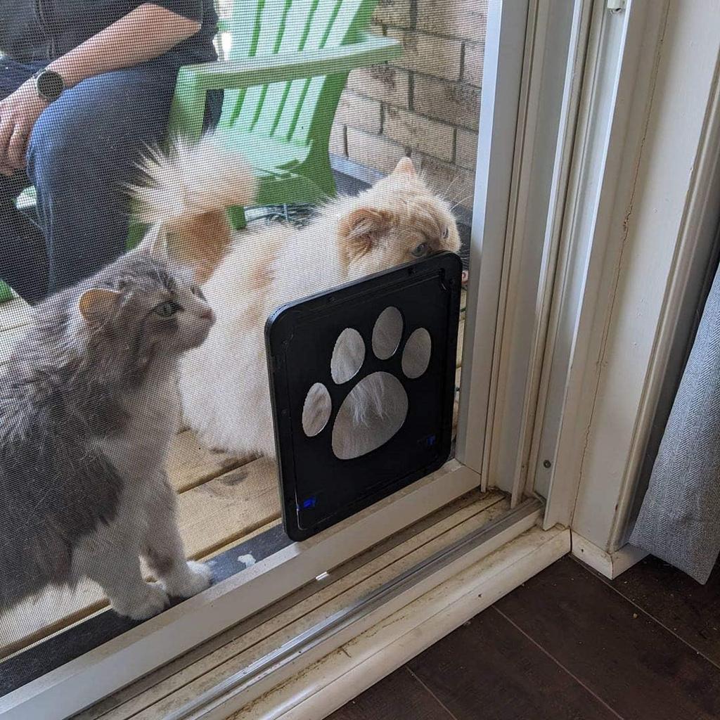 PETLESO Small Dog Door for Screen Door, Cat Door 8"×10" Magnetic Flap Self-Closing, Pet Screen Door for Sliding Door, Puppy Doggy and Cat Door Built