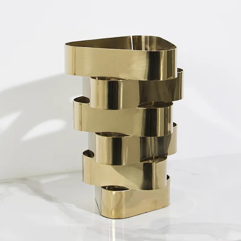 Metal Handicrafts Creative Geometric Irregular-shaped Vase Interlaced Flower Arrangement Accessories Home Decoration