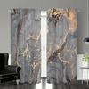 2pcs Modern Abstract Art Gray Golden Marble Printed Window Curtain For Bedroom Office Kitchen Living Room Rod Pocket Cortinas